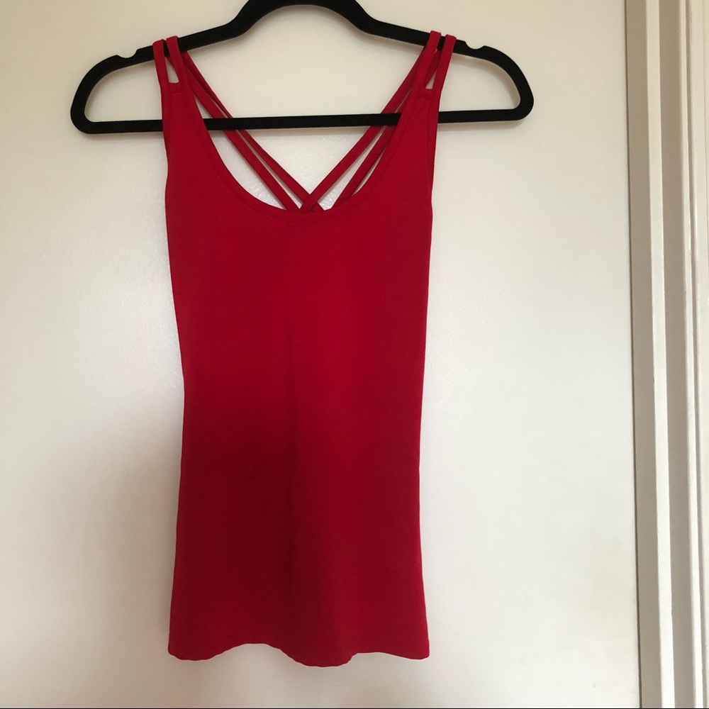 Red strappy tank
